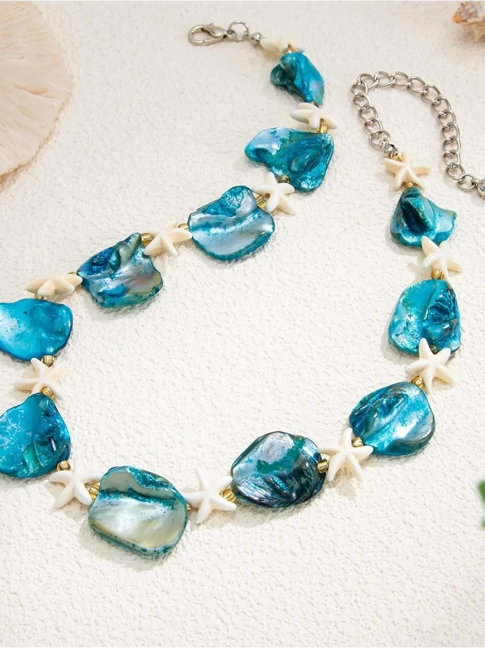 Blue Shell & Starfish Statement Necklace